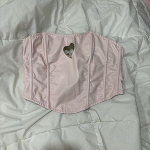 Edikted Pink Heart Cutout Corset Top